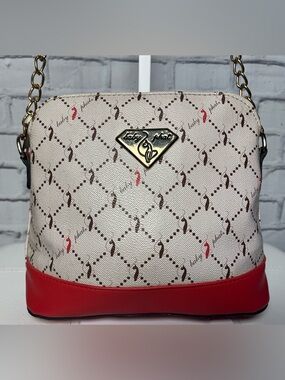 Baby Phat Cream and Red Classic Patterned Crossbody Bag